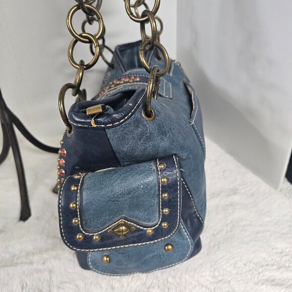Montana West Blue Western Shoulder Bag w/ Wallet Chain Rodeo Cowgirl Conceal - Picture 6 of 12
